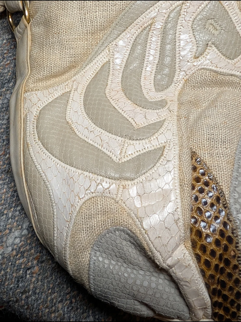 Vintage 90s Sharif Shoulder Bag with Attached Pouch Animal Motif